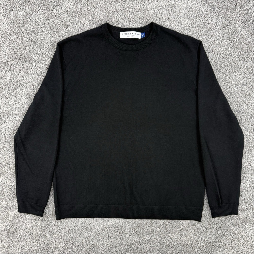 Peter Manning New York 100% Merino Wool Sweater Men's 4X Black Crewneck Jumper